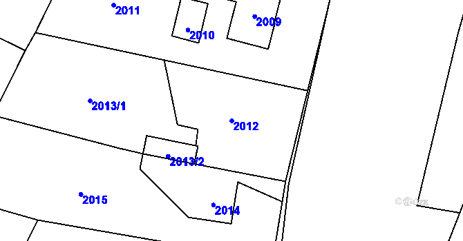 Parcela st. 2012 v KÚ Nový Malín, Katastrální mapa
