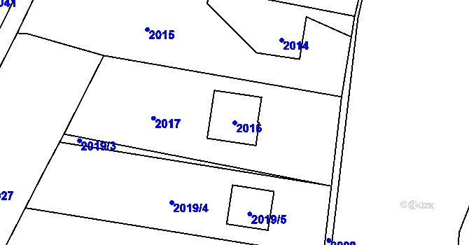 Parcela st. 2016 v KÚ Nový Malín, Katastrální mapa