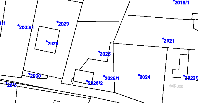 Parcela st. 2025 v KÚ Nový Malín, Katastrální mapa