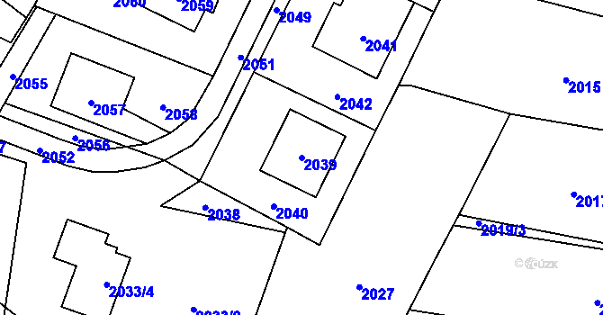 Parcela st. 2039 v KÚ Nový Malín, Katastrální mapa