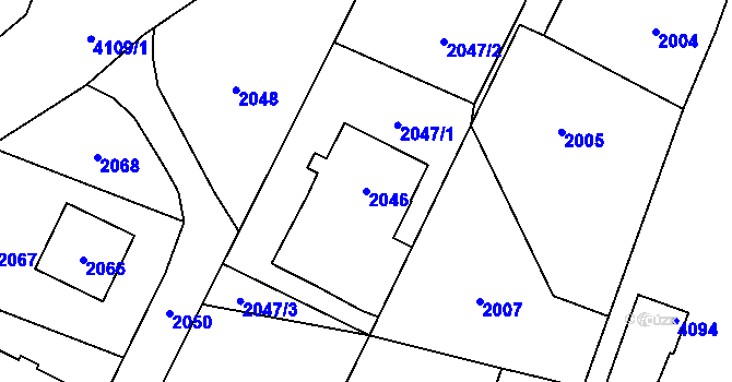 Parcela st. 2046 v KÚ Nový Malín, Katastrální mapa