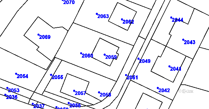 Parcela st. 2059 v KÚ Nový Malín, Katastrální mapa
