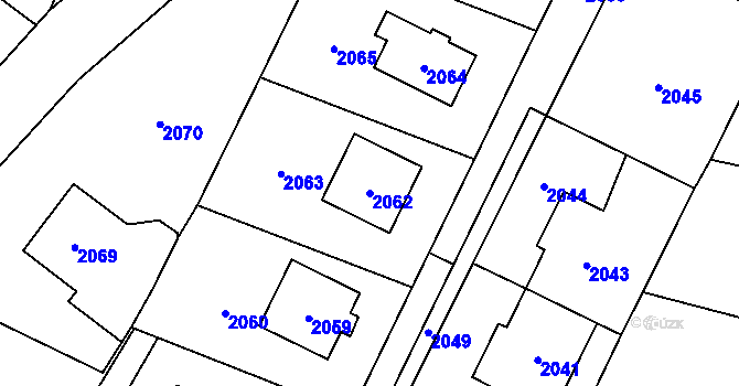Parcela st. 2062 v KÚ Nový Malín, Katastrální mapa