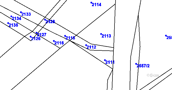Parcela st. 2112 v KÚ Nový Malín, Katastrální mapa
