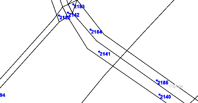 Parcela st. 2141 v KÚ Nový Malín, Katastrální mapa