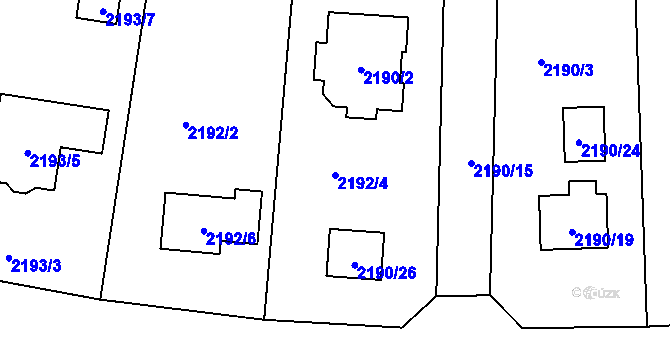 Parcela st. 2192/4 v KÚ Nový Malín, Katastrální mapa