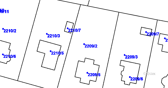 Parcela st. 2209/2 v KÚ Nový Malín, Katastrální mapa