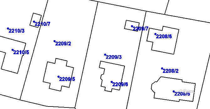 Parcela st. 2209/3 v KÚ Nový Malín, Katastrální mapa