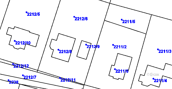 Parcela st. 2212/9 v KÚ Nový Malín, Katastrální mapa