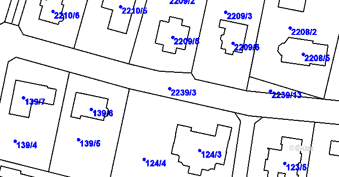 Parcela st. 2239/3 v KÚ Nový Malín, Katastrální mapa