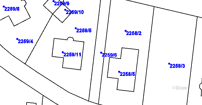 Parcela st. 2259/6 v KÚ Nový Malín, Katastrální mapa