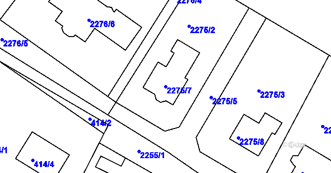 Parcela st. 2275/7 v KÚ Nový Malín, Katastrální mapa