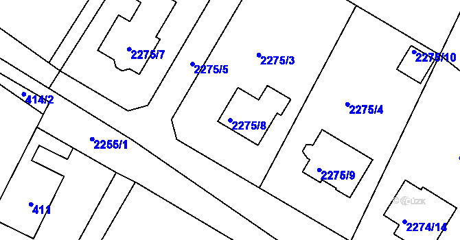 Parcela st. 2275/8 v KÚ Nový Malín, Katastrální mapa