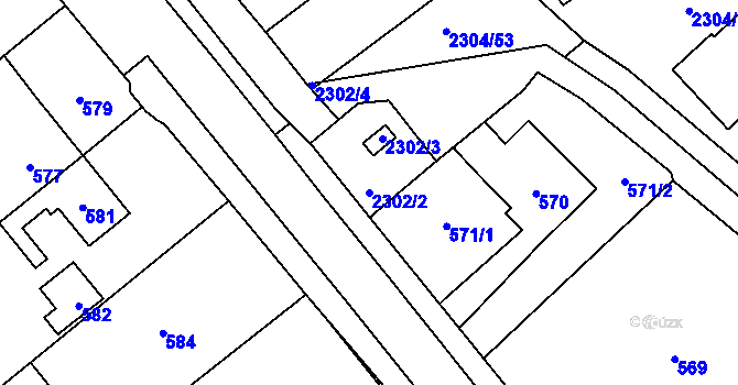 Parcela st. 2302/2 v KÚ Nový Malín, Katastrální mapa