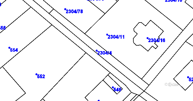 Parcela st. 2304/4 v KÚ Nový Malín, Katastrální mapa