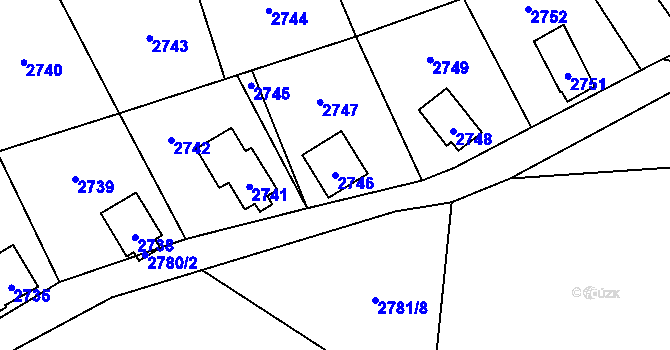 Parcela st. 2746 v KÚ Nový Malín, Katastrální mapa