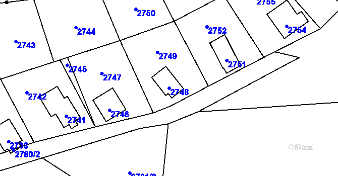 Parcela st. 2748 v KÚ Nový Malín, Katastrální mapa