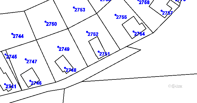 Parcela st. 2751 v KÚ Nový Malín, Katastrální mapa