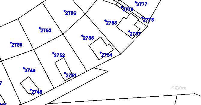 Parcela st. 2754 v KÚ Nový Malín, Katastrální mapa