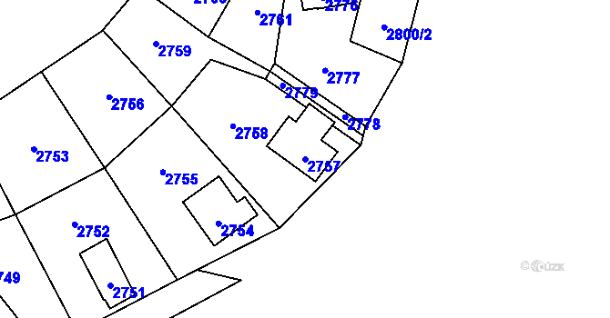 Parcela st. 2757 v KÚ Nový Malín, Katastrální mapa