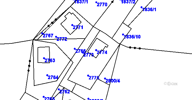 Parcela st. 2774 v KÚ Nový Malín, Katastrální mapa