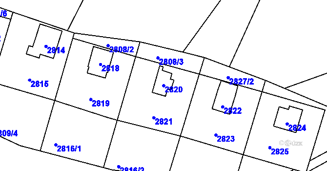 Parcela st. 2820 v KÚ Nový Malín, Katastrální mapa