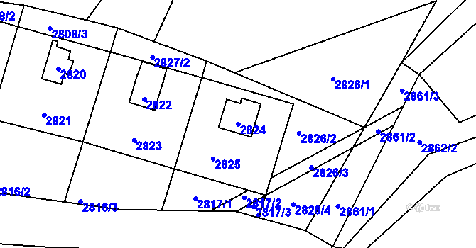 Parcela st. 2824 v KÚ Nový Malín, Katastrální mapa