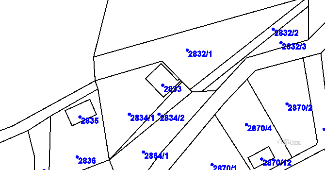 Parcela st. 2833 v KÚ Nový Malín, Katastrální mapa