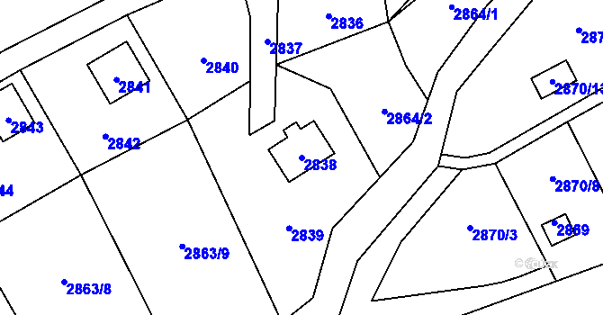 Parcela st. 2838 v KÚ Nový Malín, Katastrální mapa