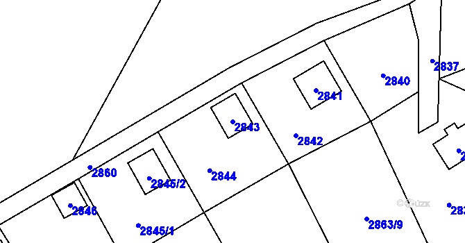 Parcela st. 2843 v KÚ Nový Malín, Katastrální mapa