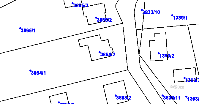Parcela st. 3864/2 v KÚ Nový Malín, Katastrální mapa