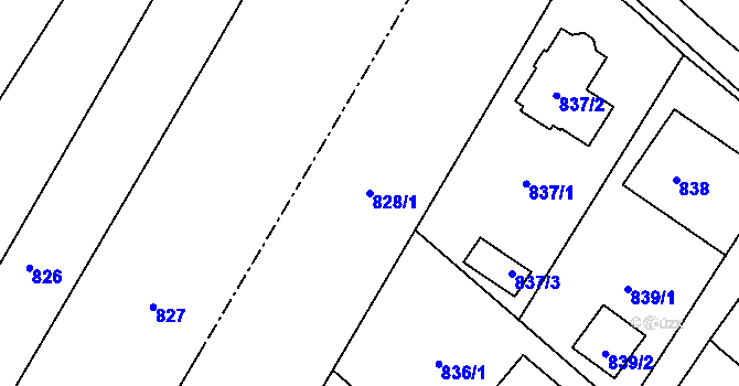 Parcela st. 828/1 v KÚ Nový Malín, Katastrální mapa