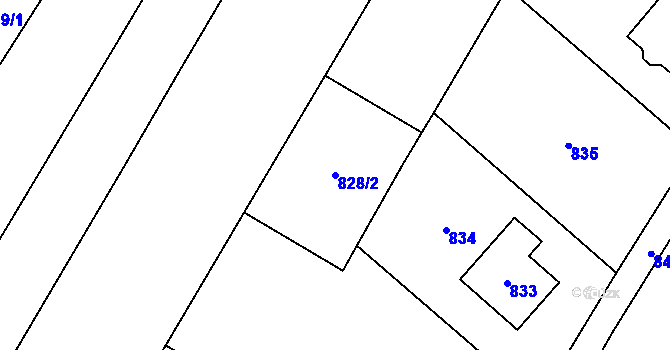Parcela st. 828/2 v KÚ Nový Malín, Katastrální mapa