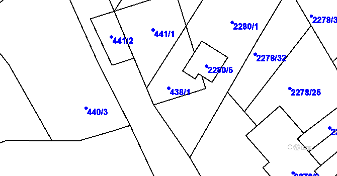 Parcela st. 438/1 v KÚ Nový Malín, Katastrální mapa