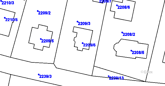 Parcela st. 2209/6 v KÚ Nový Malín, Katastrální mapa