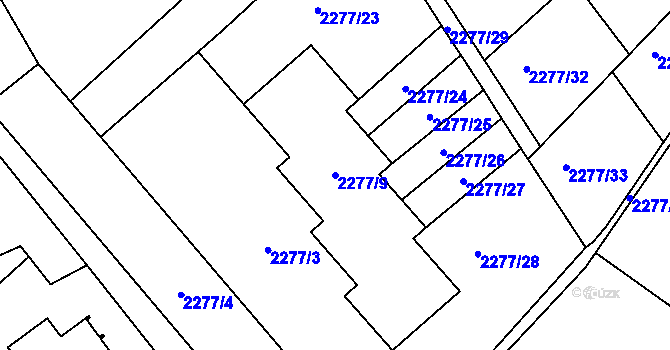 Parcela st. 2277/9 v KÚ Nový Malín, Katastrální mapa