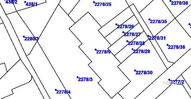 Parcela st. 2278/9 v KÚ Nový Malín, Katastrální mapa
