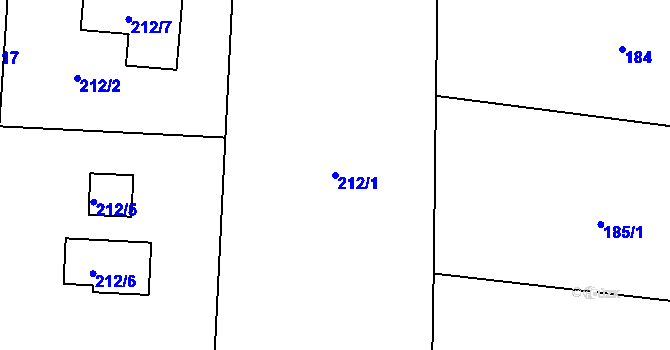 Parcela st. 212/1 v KÚ Nový Malín, Katastrální mapa