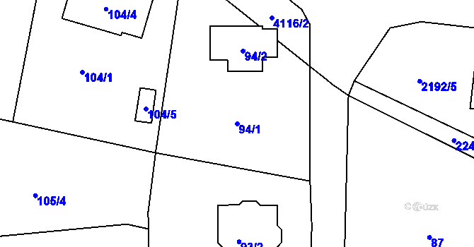 Parcela st. 94/1 v KÚ Nový Malín, Katastrální mapa