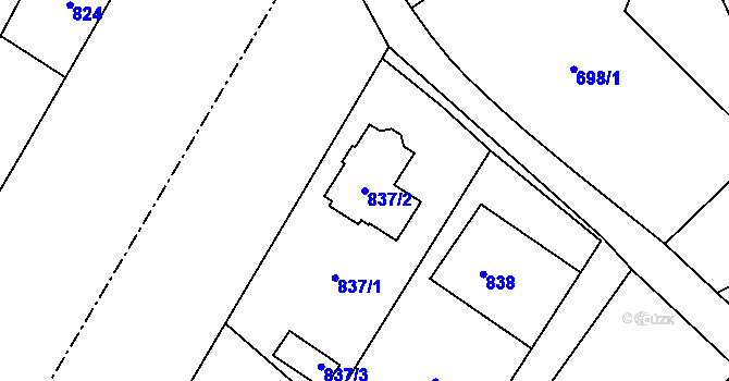 Parcela st. 837/2 v KÚ Nový Malín, Katastrální mapa