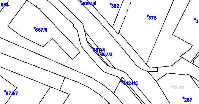 Parcela st. 667/3 v KÚ Nový Malín, Katastrální mapa