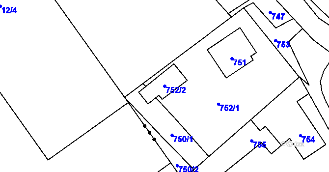 Parcela st. 752/2 v KÚ Nový Malín, Katastrální mapa