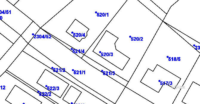 Parcela st. 520/3 v KÚ Nový Malín, Katastrální mapa