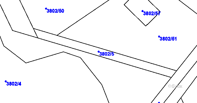 Parcela st. 3802/5 v KÚ Nový Malín, Katastrální mapa