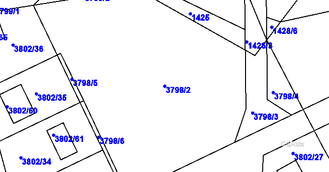 Parcela st. 3798/2 v KÚ Nový Malín, Katastrální mapa