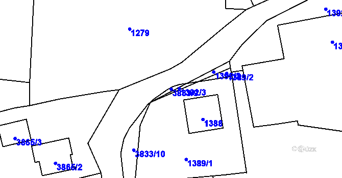 Parcela st. 3833/9 v KÚ Nový Malín, Katastrální mapa