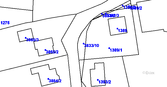 Parcela st. 3833/10 v KÚ Nový Malín, Katastrální mapa