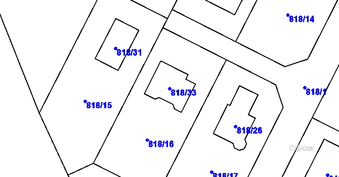 Parcela st. 818/33 v KÚ Nový Malín, Katastrální mapa