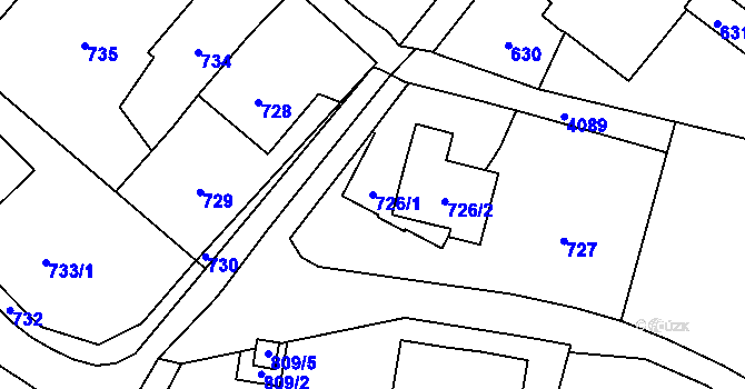Parcela st. 726/1 v KÚ Nový Malín, Katastrální mapa