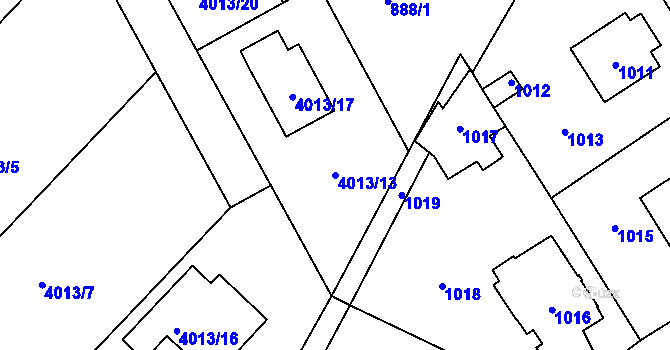 Parcela st. 4013/13 v KÚ Nový Malín, Katastrální mapa